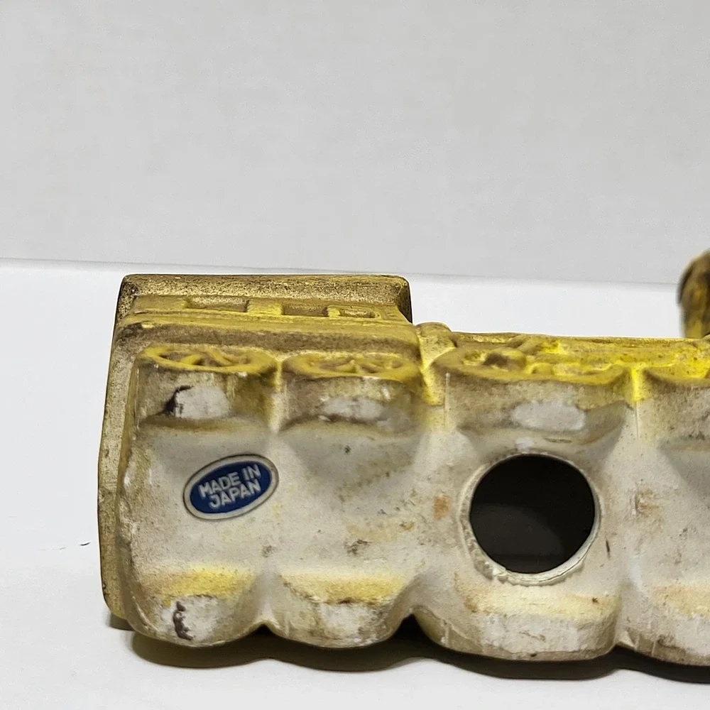 Vintage Train Engine Salt and Pepper Shakers Gold Ceramic Locomotive Made Japan*